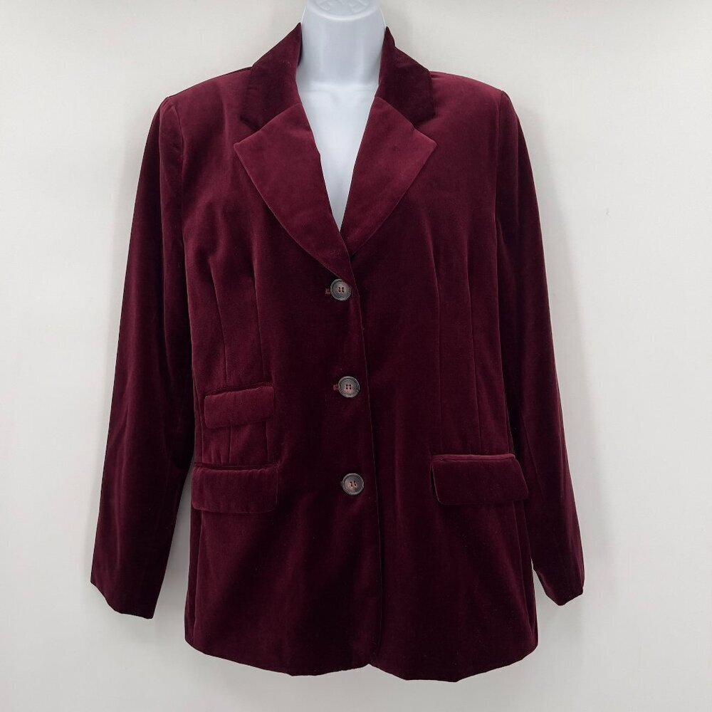 Neiman Marcus Essentials Women’s Burgundy Velvet Blazer Size 10